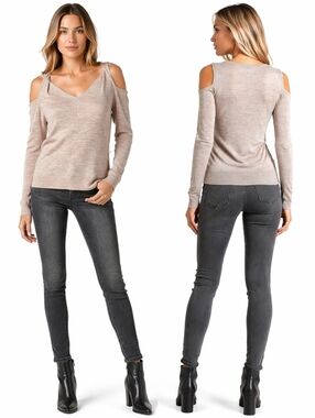 ALLSAINTS Beige Wool Neri Twist Cold Shoulder Sweater